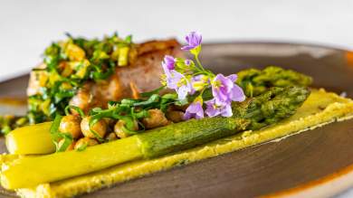 Prepared plates, gourmet restaurant La Table du Haut Jardin in the Vosges